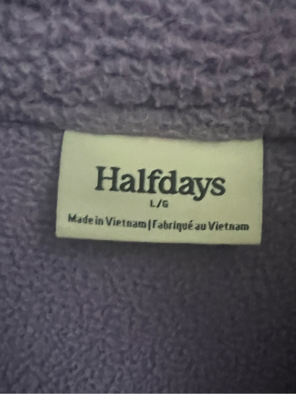 Halfdays Pieper Fleece Quarter Zip sweater in Lilac, Size LG - Picture 4 of 7